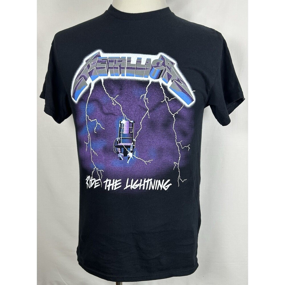 Metallica Ride The Lightning T Shirt Men's Medium Lightening Solid Graphic Black